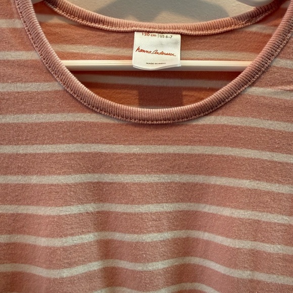 Hanna Andersson Mixie Long Sleeve striped rainbow pink cotton play dress 120/6 - Picture 3 of 5